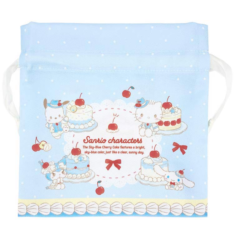 Drawstring Bags - サンリオキャラクターズ リボンフラット巾着 スカイブルーチェリーケーキ 277940 スウィートケーキコレクション SANRIO