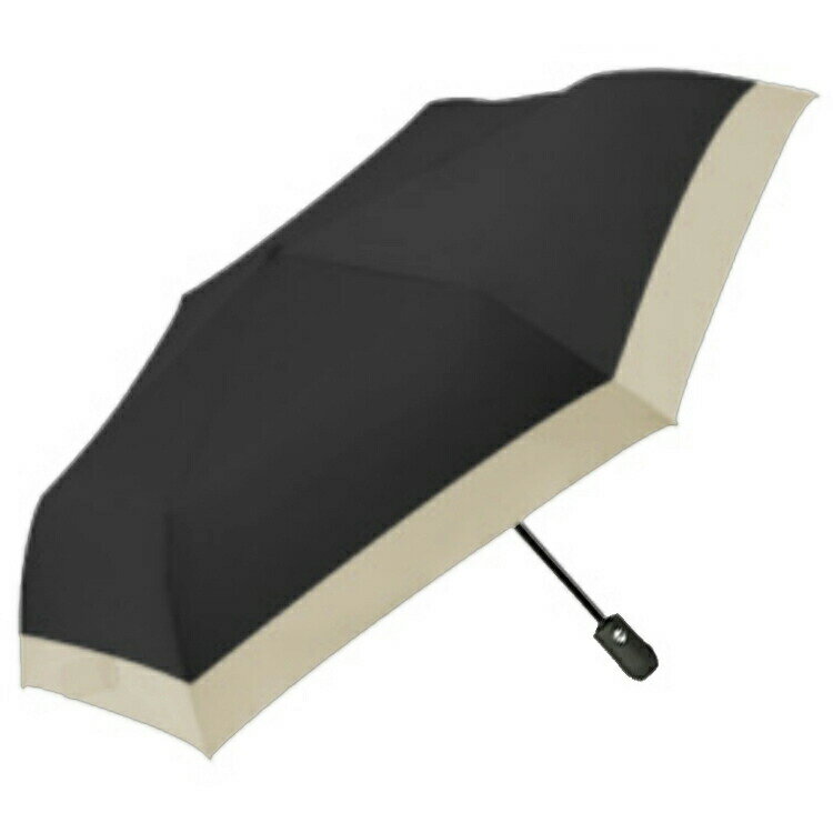 乐天商城 - MASCLUB KKH-03 UMBRELLA 折りたたみ傘 ワンタッチ自動開閉 晴雨兼用 UVカット 遮光 ブラック×ベージュ レイングッズ