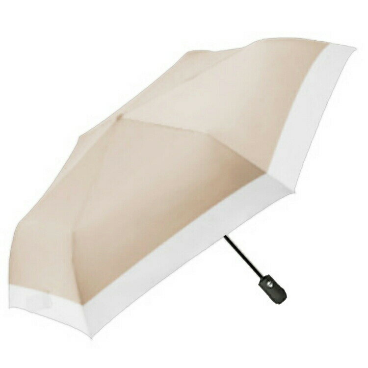 Rakuten - MASCLUB KKH-05 UMBRELLA 折りたたみ傘 ワンタッチ自動開閉 晴雨兼用 UVカット 遮光 ベージュ×スノーグレー レイングッズ