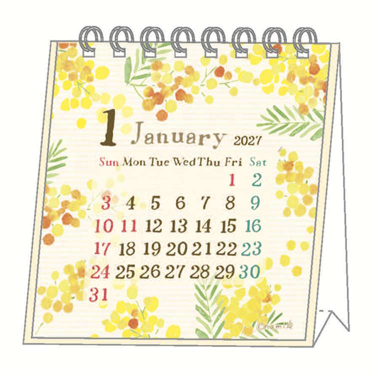 naminami 2027年カレンダー ミニ卓上 リング ホワイト ナミナミ 957055
