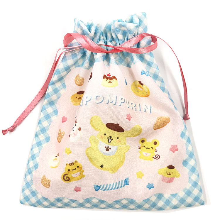 乐天商城 - ポムポムプリン 巾着M BL 360507 30th Pom Pom Purin 30周年 サンリオ