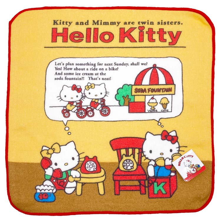 ハローキティ レトロ柄ガーゼミニタオル 電話 902717 タオルハンカチ SANRIO サンリオ