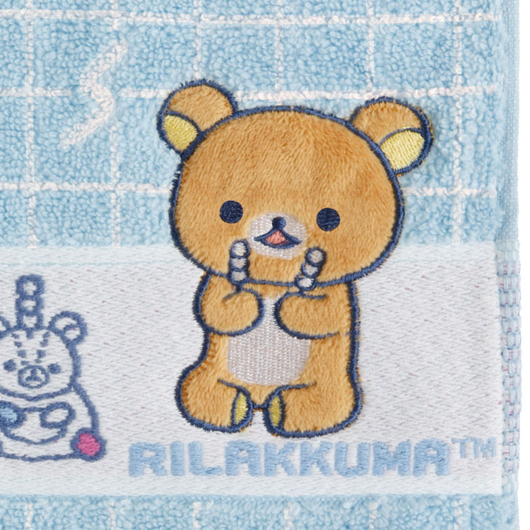 キャラクターハウス キャロルのリラックマ ミニタオル リラックマ リラックマラボ ブルー ハンカチタオル ハンドタオル ウォッシュタオル 綿100％｜アングル2