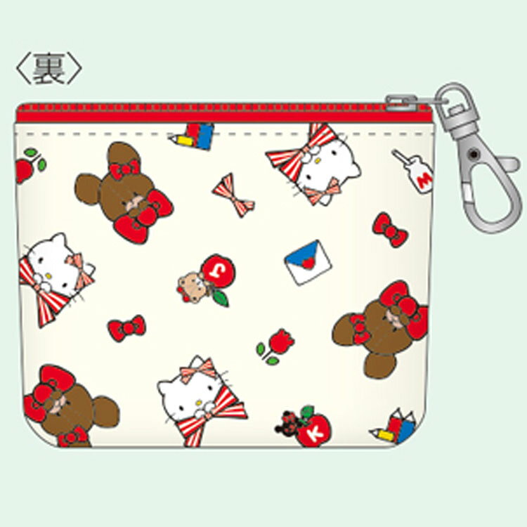 キャラクターハウス キャロルのくまのがっこう×ハローキティ プチポーチ アイボリー 812401 くまがく サンリオ SANRIO｜アングル2