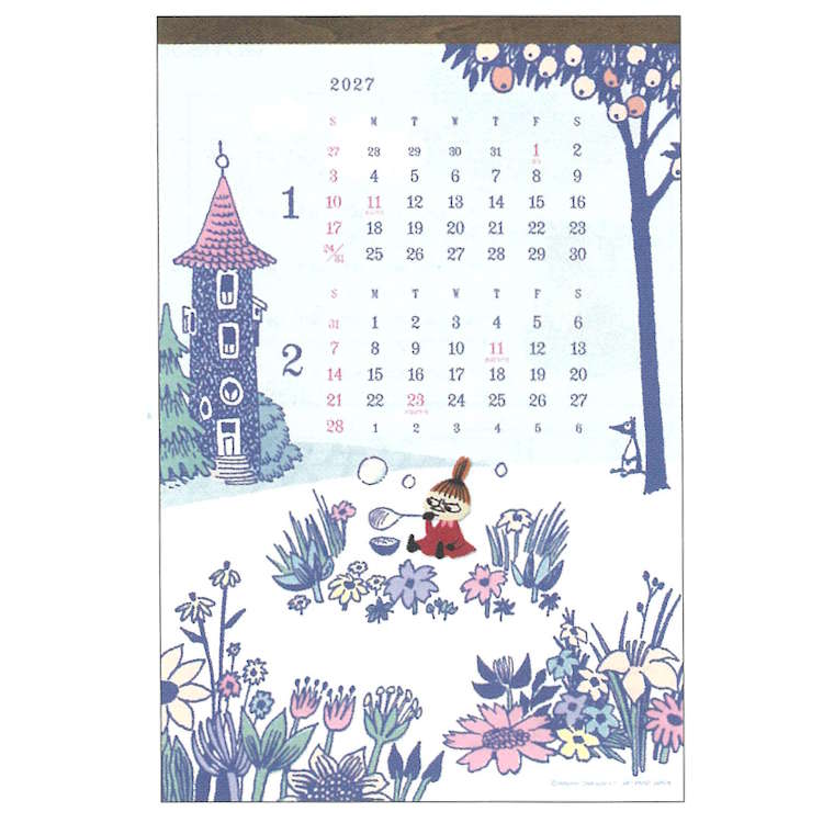 ムーミン 2027年カレンダー 1000140781 壁掛け ウッドパーツ 木製ヘッダー 203786