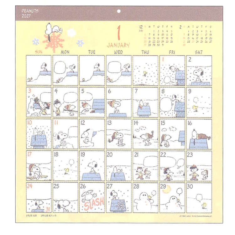スヌーピー 2027年カレンダー 1000140786 壁掛け コミックデザイン PEANUTS 203830