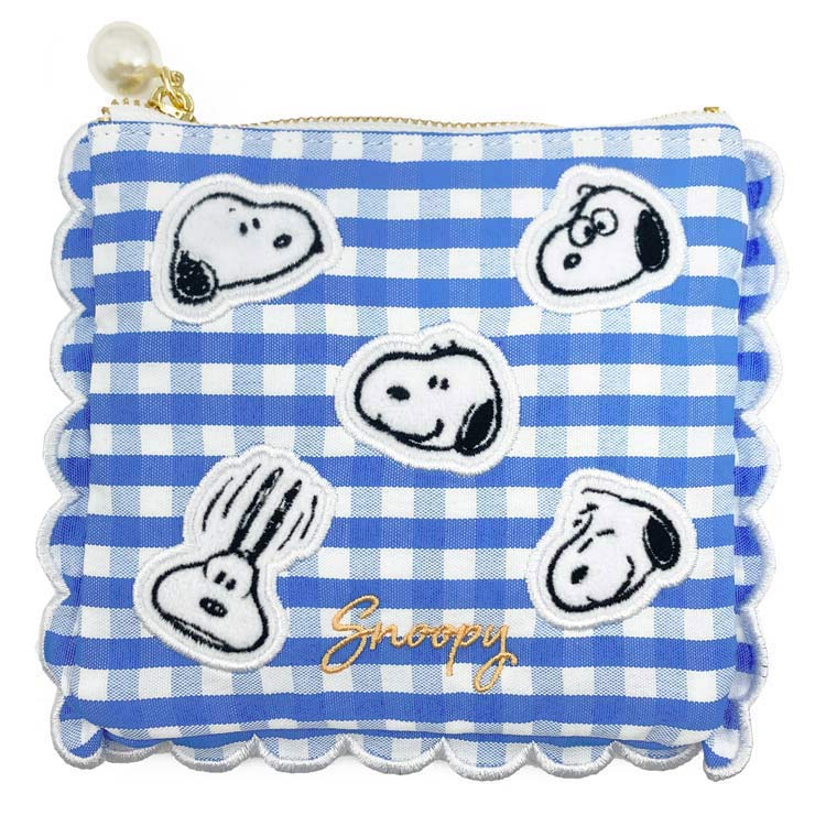 スヌーピー ミニポーチ ブルー 020197 ギンガムシリーズ PEANUTS ピーナッツ