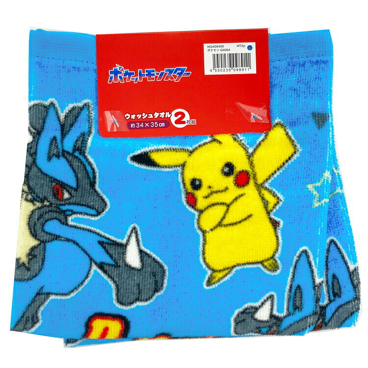 ポケットモンスター ウォッシュタオル2P Q4064 098911 pokemon ポケモン