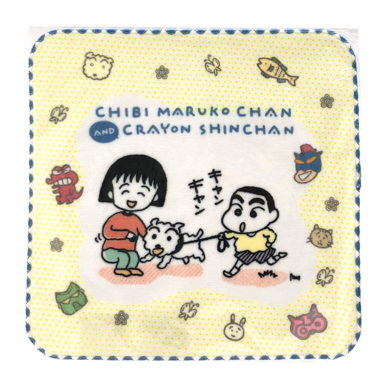 ちびまる子ちゃん×クレヨンしんちゃん プチタオル オサンポ 103462 コラボ