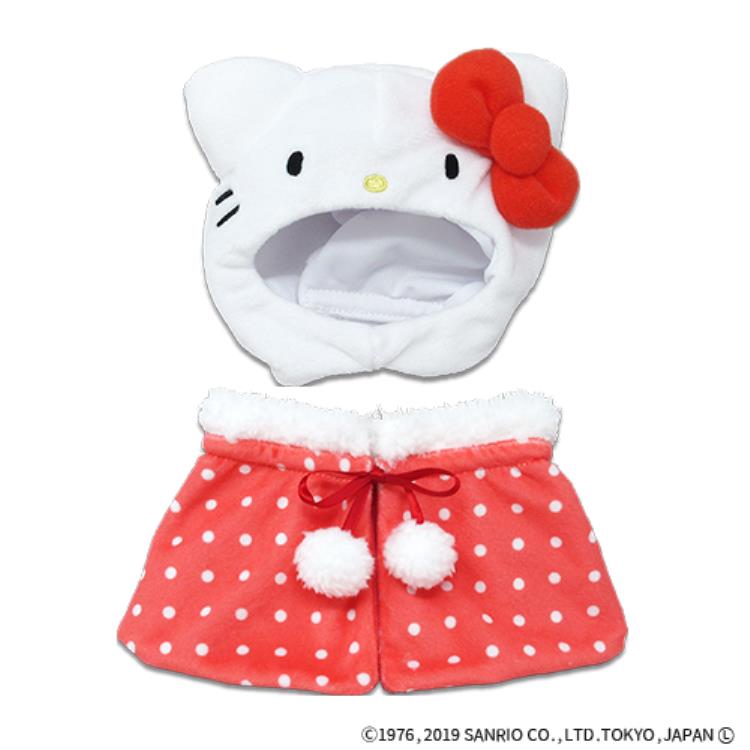 商品説明 〔SANRIO☆Hello Kitty〕 サンリオキャラクターズのぬいぐるみ用コスチュームです。かわいいポンチョとかぶりもののセット！サイズの合うぬいぐるみなら着せ替えれれるよ♪お気に入りのぬいぐるみに着せて可愛くしちゃおう☆ 仕様内容 【着せ付け可能なぬいぐるみサイズ】 　頭　囲：31cm位まで 　首回り：26cm位まで 　胴　囲：26cm位まで 【材　質】ポリエステル 【生産地】中国 特記事項画像はあくまでも商品イメージになります。実際の商品と色や仕様が多少異なる場合がございます。 画像はあくまでも商品イメージになります。実際の商品と色や仕様が多少異なる場合がございます。 ※メーカー希望小売価格はメーカーカタログに基づいて掲載しています。