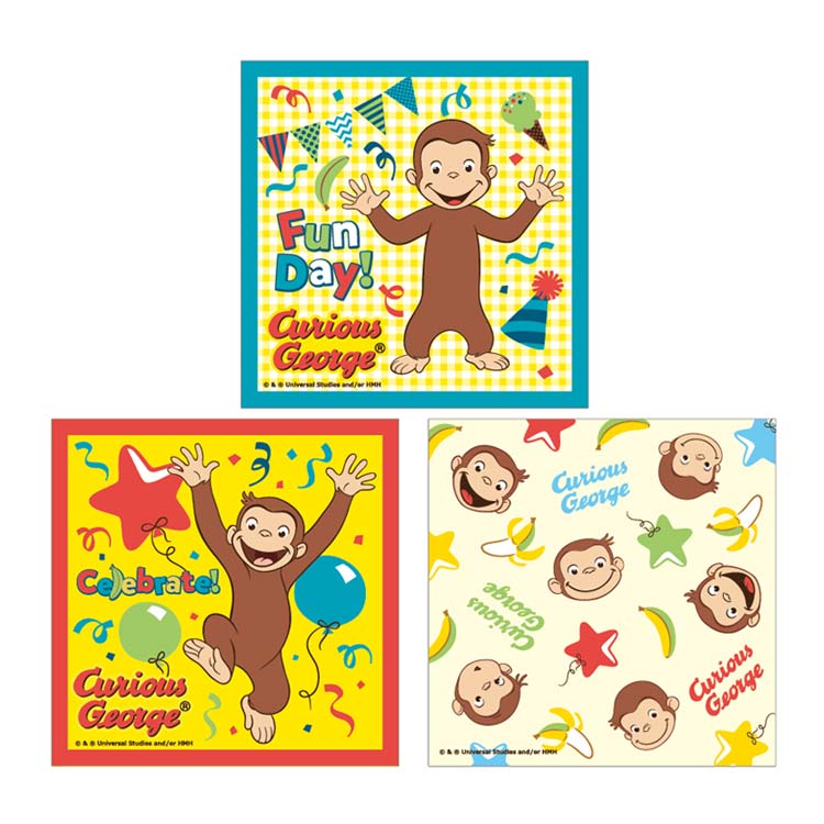 商品説明 〔Curious George〕 仕様内容 【サイズ】約30×30cm 【素　材】ポリエステル100％ 【仕　様】エバプリント 【内　容】ハンカチーフ3柄組 【生産国】中国 特記事項画像はあくまでも商品イメージになります。実際の商品と色や仕様が多少異なる場合がございます。 ※メーカー希望小売価格はメーカーカタログに基づいて掲載しています。