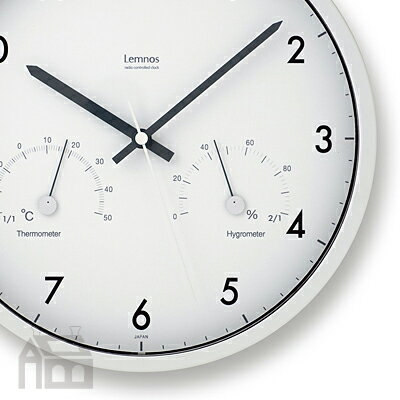 Lemnos Air clock 温湿度計付き電波時計 LC09-11W エアークロック 掛時計/壁掛け時計/かけ時計/北欧/ウォールクロック/壁時計/デザイン時計/インテリア時計