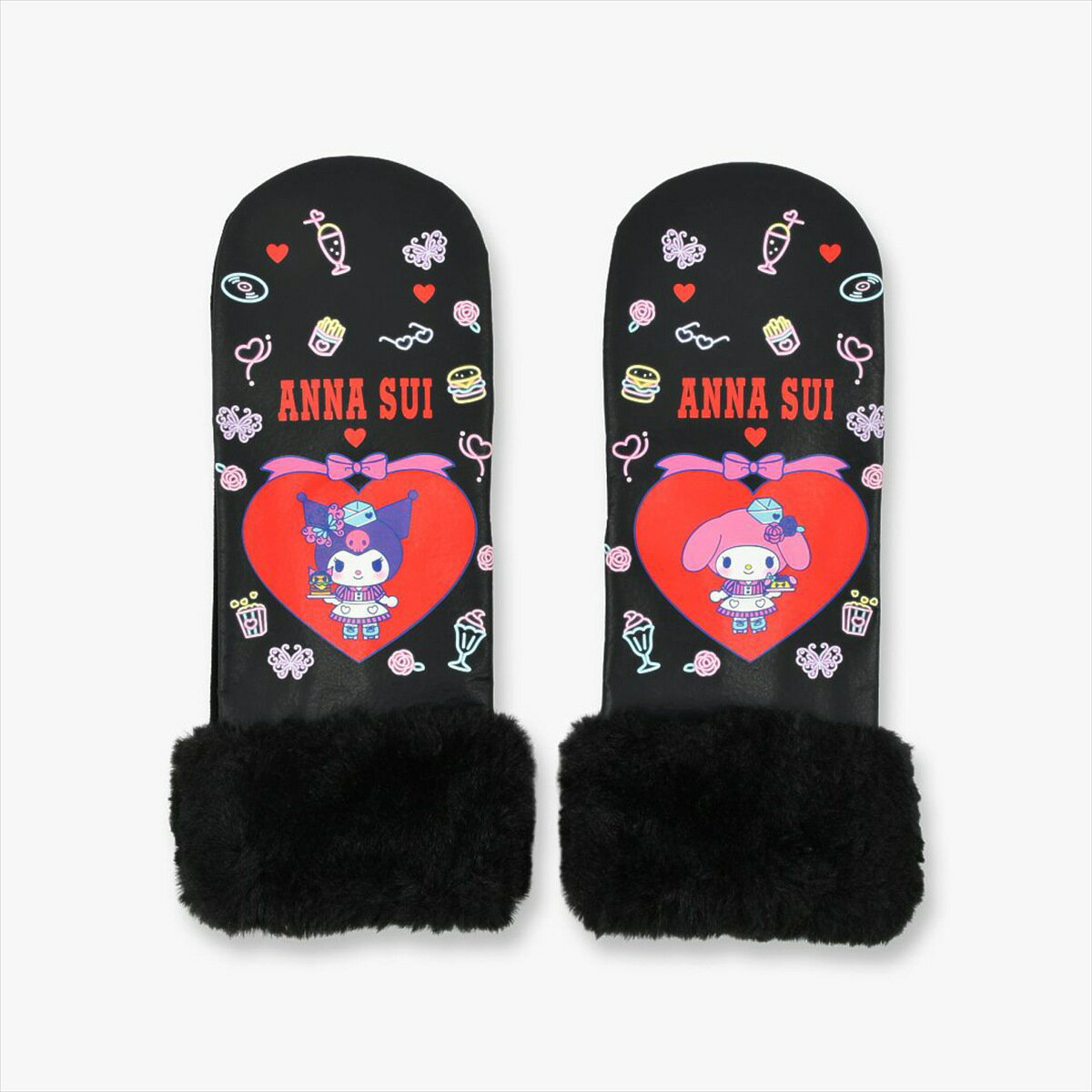 【ブラックフライデー★最大47倍】マイメロ クロミ 手袋 ミトン レディース ブランド 暖かい 指先が出る 指が出る スマホ対応 防寒 かわいい おしゃれ ファ...