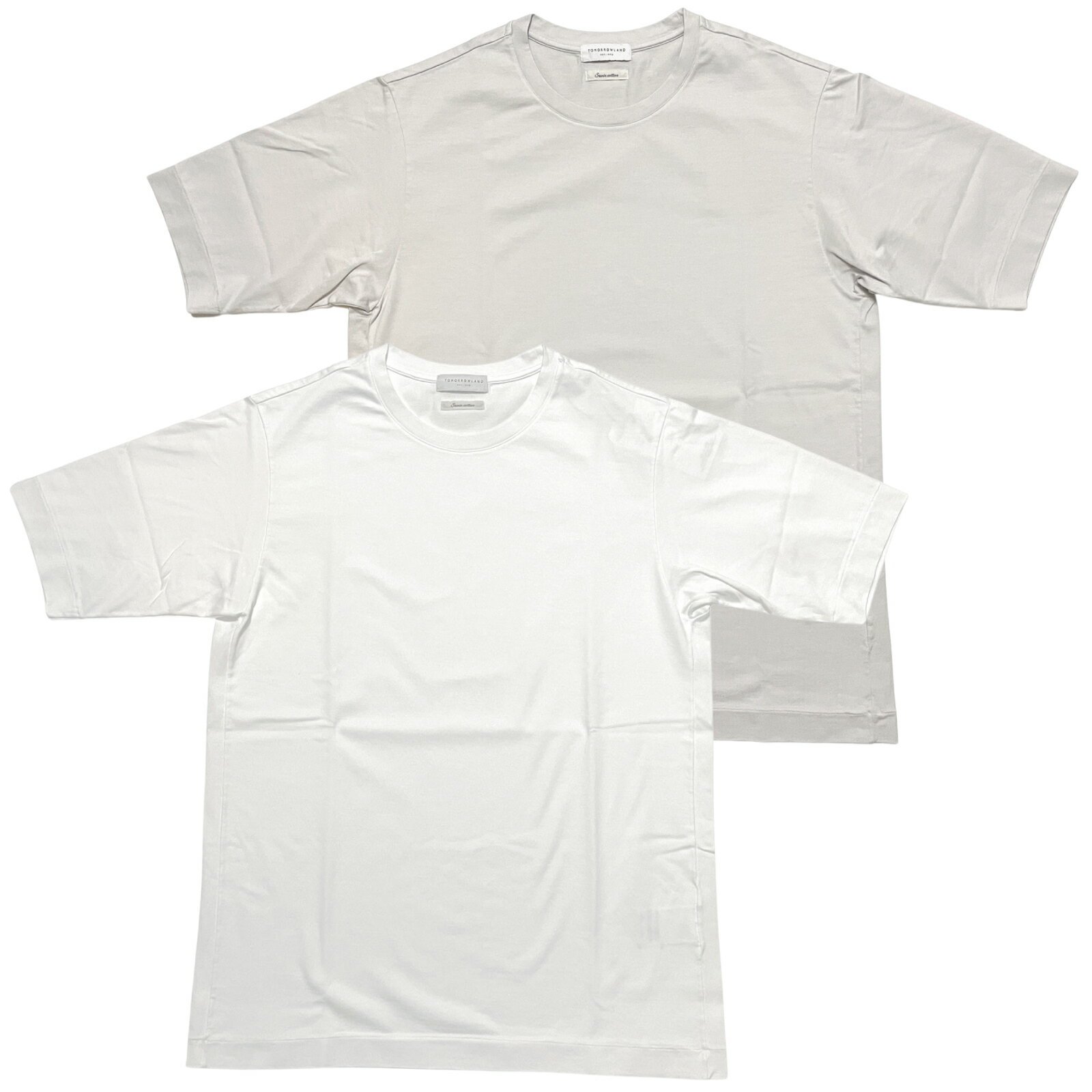 トゥモローランド TOMORROWLAND トゥモローランド メンズ Tシャツ / SUVIN COTTON スビンコットン クルーネックTシャツ ホワイト ライトグレー / 半袖 丸首 日本製 / 63-11-42-11101