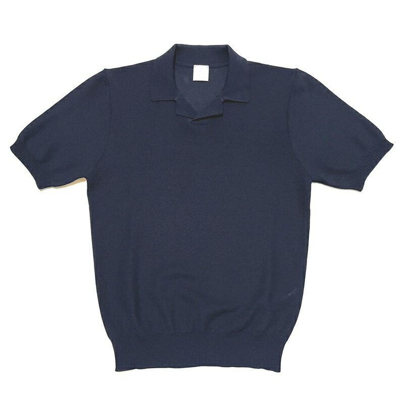 楽天alta sottoeleventy イレブンティ メンズ ポロシャツ / コットンメッシュ スキッパーカラー ニットポロシャツ ネイビー / 42530002 イタリア 春 夏