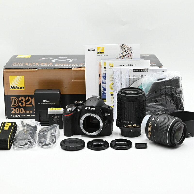 Nikon D3200 18-55mm 55-200mm 一眼レフデジタルカメラ (ショット数29枚) デジタル一眼レフカメラ 【中古】