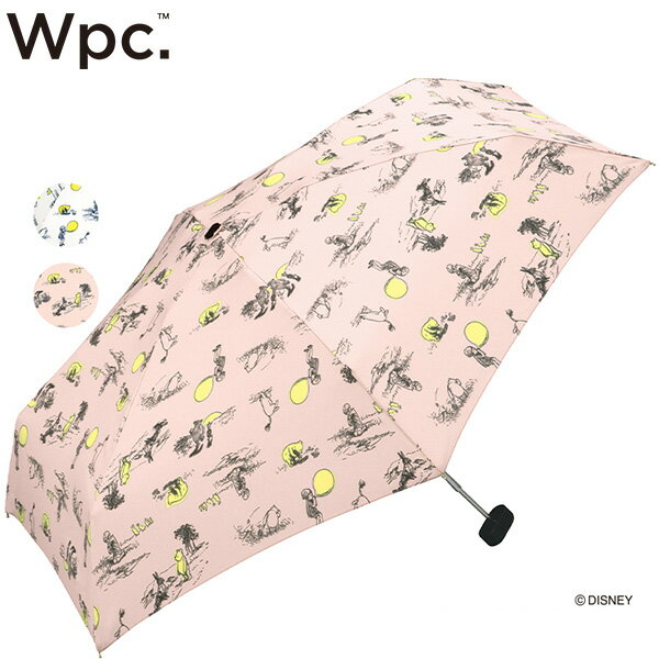 Wpc. ディズニー 折りたたみ傘 2カラー クラシック プーDisney CLASSIC POOH SKETCH mini傘 撥水 はっ水 雨傘 晴雨兼用 レディース 女性 雨 おしゃれ おしゃれ ファッション コーディネート バイアス ポーチ型