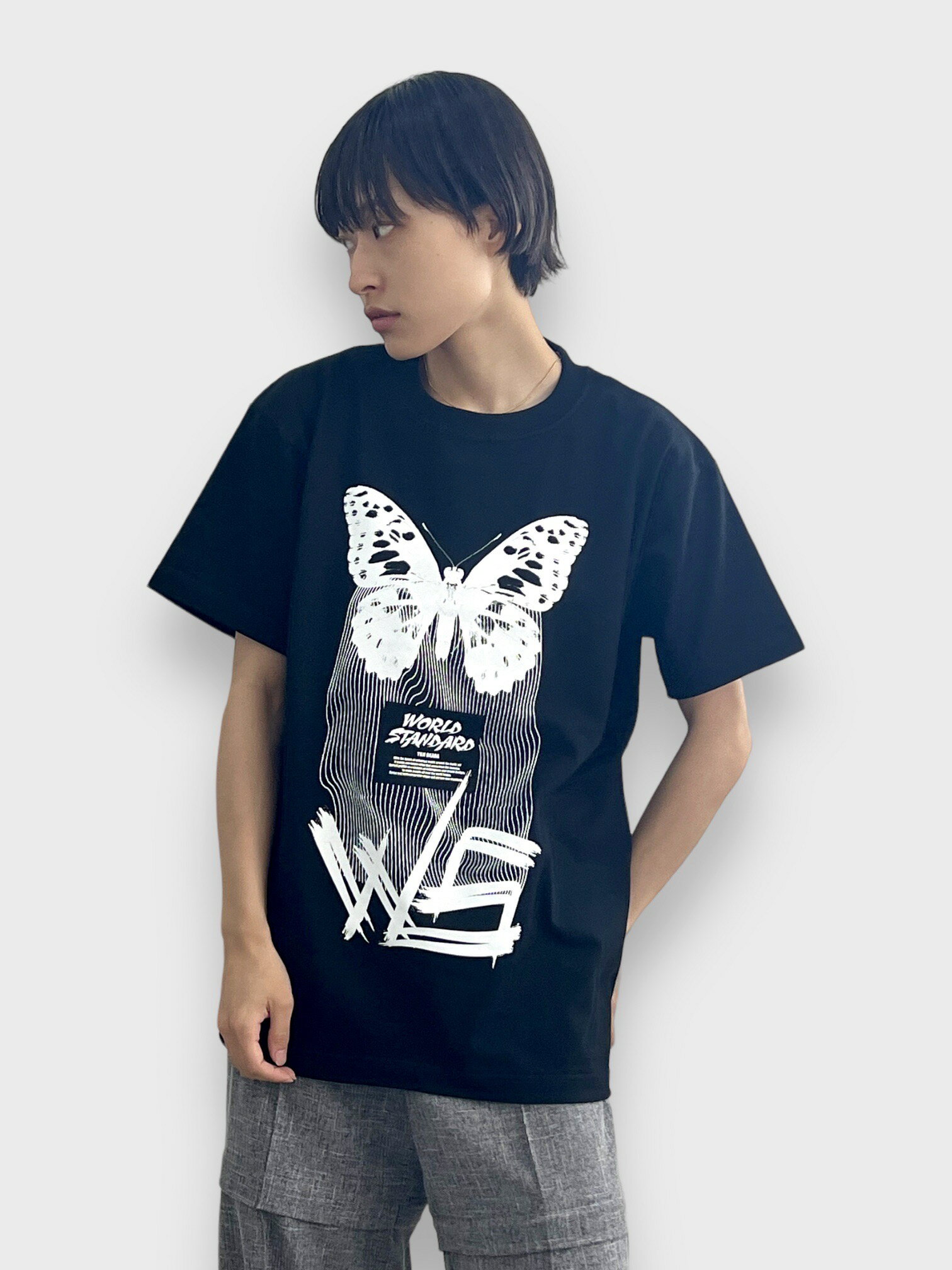 WORLD STANDARD Tシャツ ブランド メンズ レディース W.S ワールドスタンダード クルーネックプリントTシャツ モード MODE グラフィック モノトーン シルクスクリーン WSHT-006