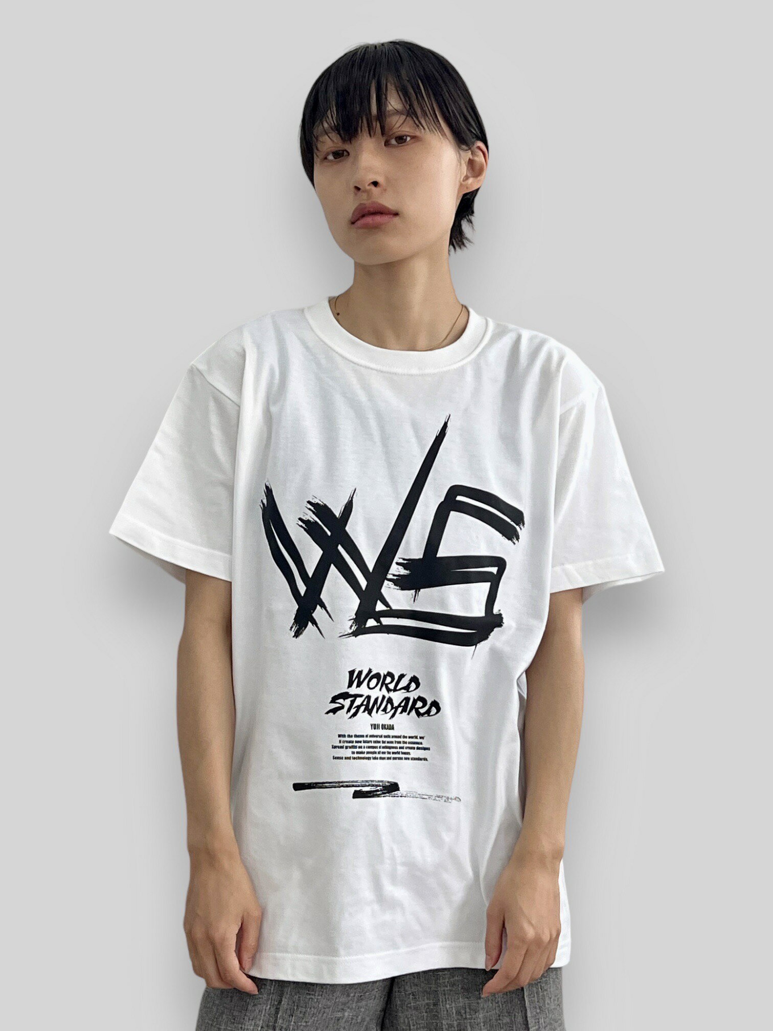 WORLD STANDARD Tシャツ ブランド メンズ レディース W.S ワールドスタンダード クルーネックプリントTシャツ モード MODE グラフィック モノトーン シルクスクリーン WSHT-027