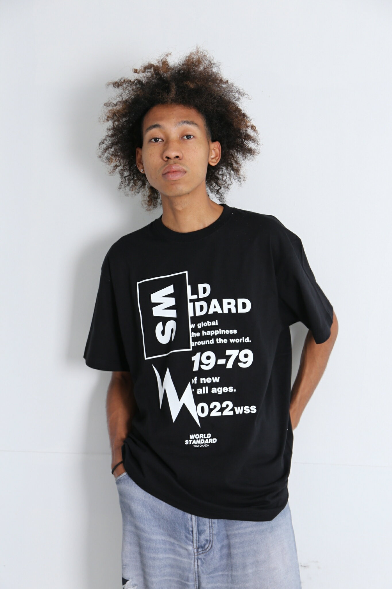 WORLD STANDARD Tシャツ ブランド メンズ レディース W.S ワールドスタンダード クルーネックプリントTシャツ モード MODE グラフィック モノトーン シルクスクリーン WSHT-035