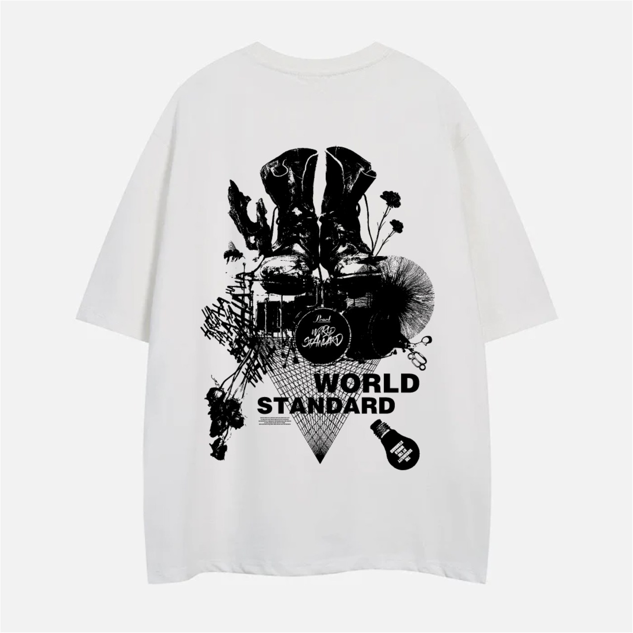 WORLD STANDARD Tシャツ ブランド メンズ レディース W.S ワールドスタンダード クルーネックプリントTシャツ モード MODE グラフィック モノトーン シルクスクリーン WSHT-059