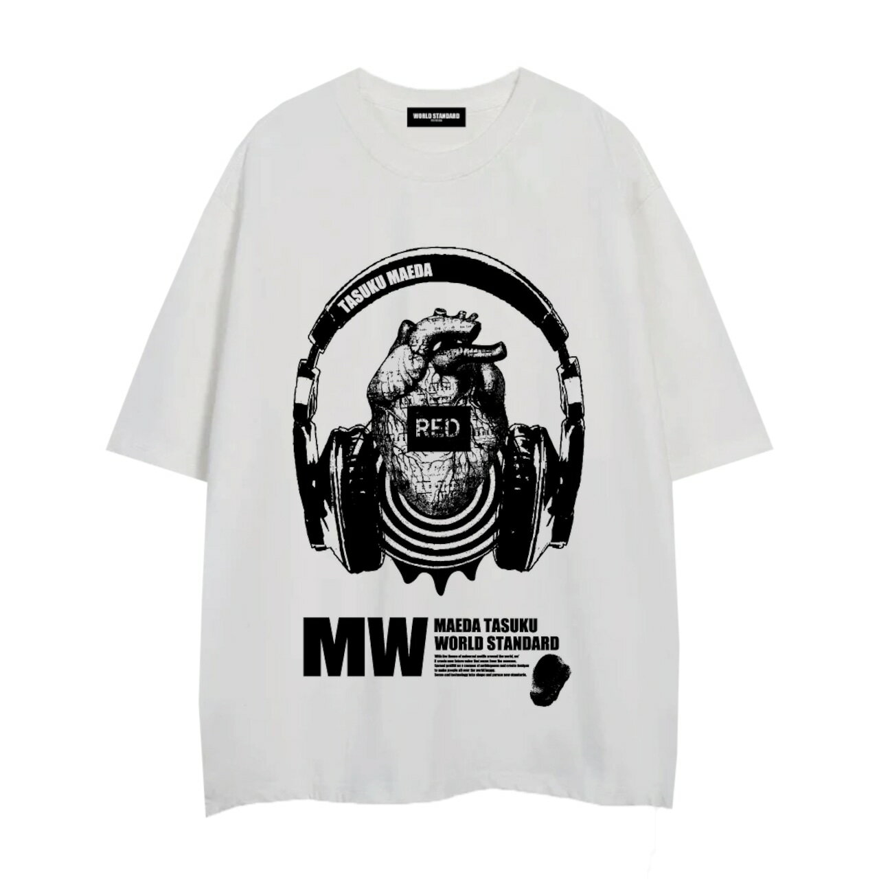 WORLD STANDARD 前田佑コラボ Tシャツ ブランド メンズ レディース W.S ワールドスタンダード クルーネックプリントTシャツ モード MODE グラフィック モノトーン シルクスクリーン WSHT-065