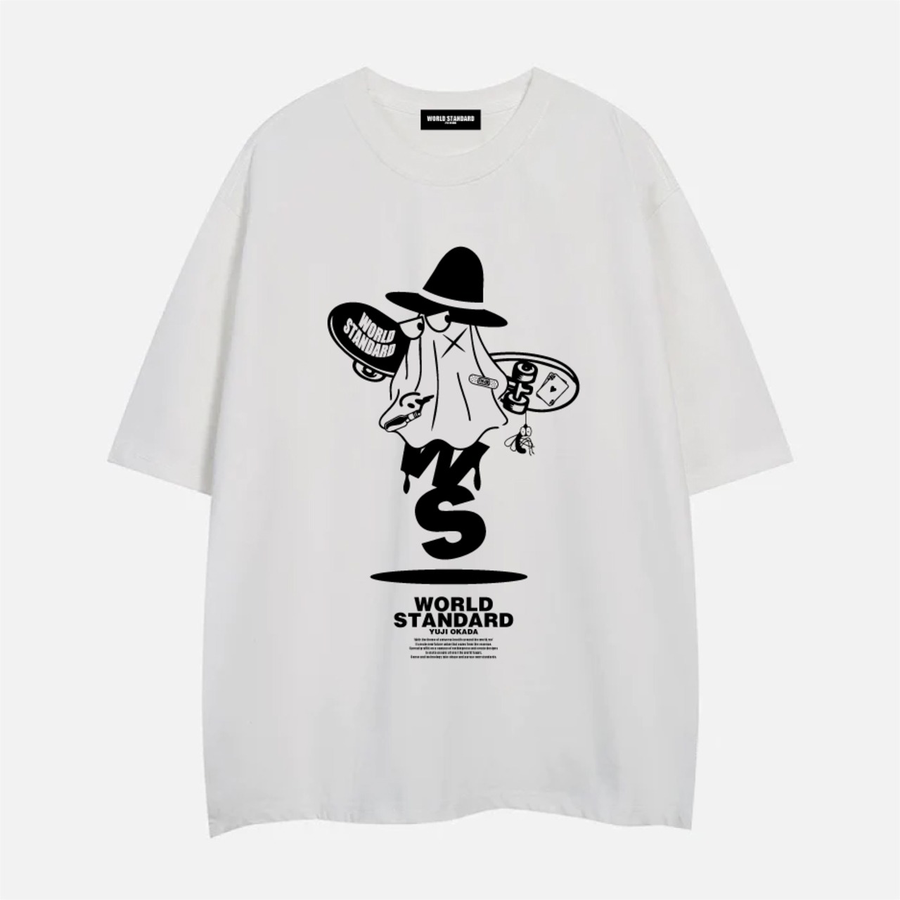 WORLD STANDARD Tシャツ ブランド メンズ レディース W.S ワールドスタンダード クルーネックプリントTシャツ モード MODE グラフィック モノトーン シルクスクリーン WSHT-082
