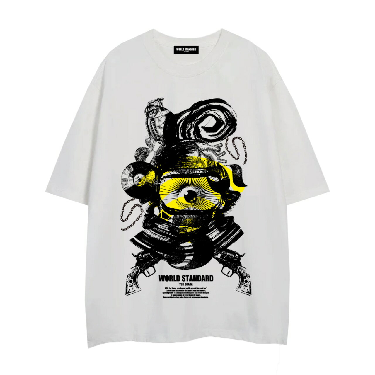 WORLD STANDARD Tシャツ ブランド メンズ レディース W.S ワールドスタンダード クルーネックプリントTシャツ モード MODE グラフィック モノトーン シルクスクリーン WSHT-058