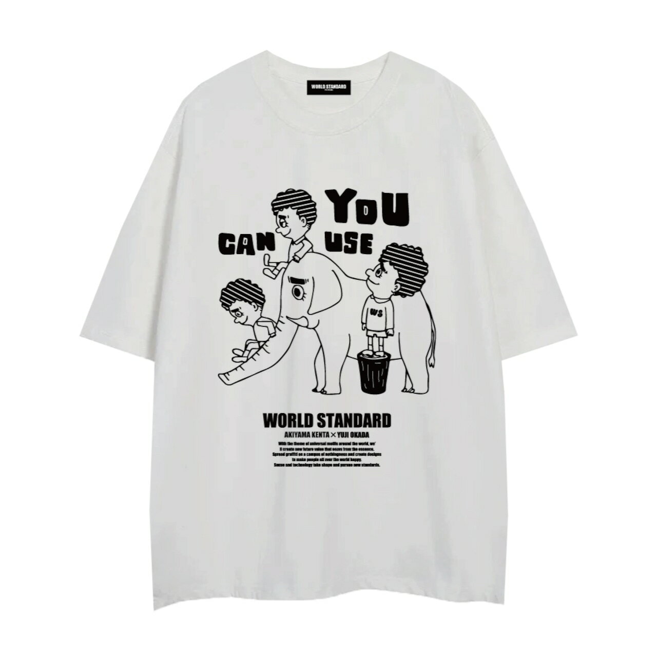 WORLD STANDARD アキナ秋山コラボ Tシャツ ブランド メンズ レディース W.S ワールドスタンダード クルーネックプリントTシャツ モード MODE グラフィック モノトーン シルクスクリーン WSHT-071
