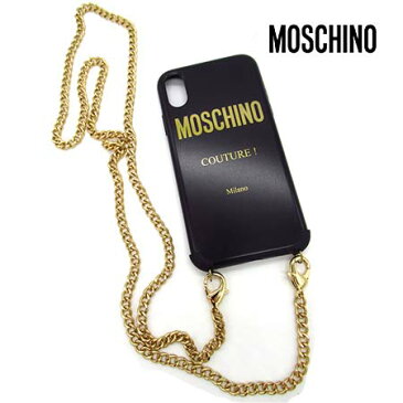 iPhoneXsMax用対応【サマーセール】【上代￥13,000の80％OFF】【ネコポス】【正規取扱い】MOSCHINO【モスキーノ】 アイフォン　ロゴマークショルダーチェーン　スマホ ケース カバー スマートフォンケース　アクセサリー　携帯ケース/ブラック【サイズ00】