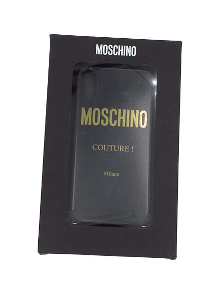 iPhoneXsMax用対応【サマーセール】【上代￥13,000の80％OFF】【ネコポス】【正規取扱い】MOSCHINO【モスキーノ】 アイフォン　ロゴマークショルダーチェーン　スマホ ケース カバー スマートフォンケース　アクセサリー　携帯ケース/ブラック【サイズ00】