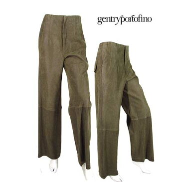 【秋冬物】【サマーセール】【半額以上】【上代¥320,000の80%OFF】【正規取扱い】Gentry Portofino【ジェントリーポルトフィーノ】【レディース】羊革ラムレザースウェードワイドパンツ/カーキ【サイズ40】【イタリア製】