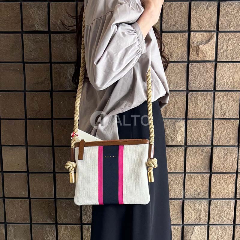 MARNI マルニ PHMO0011U5 P6458 MARCEL ショルダーバッグ ポシェット カラーブロック ロープハンドル レディースのサムネイル