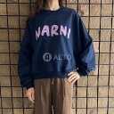 MARNI マルニ ロゴ入り スウェット ドロップショルダー オーバーサイズ FLJE0185P2 USCU88 LOB95 ネイビー レディース