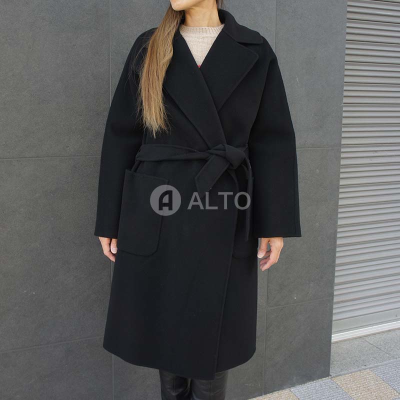 ★出荷の前にプレスをかけて配送★【2023年秋冬新入荷】MAXMARA WEEKEND ROVO ロボウールコート レディース BLACK/ブラック