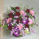 送料無料!バラとデンファレのアレンジメント ばら 薔薇 ローズ お誕生日 プレゼント 贈り物 出産祝い 御祝い 華やか おしゃれ かわいい【