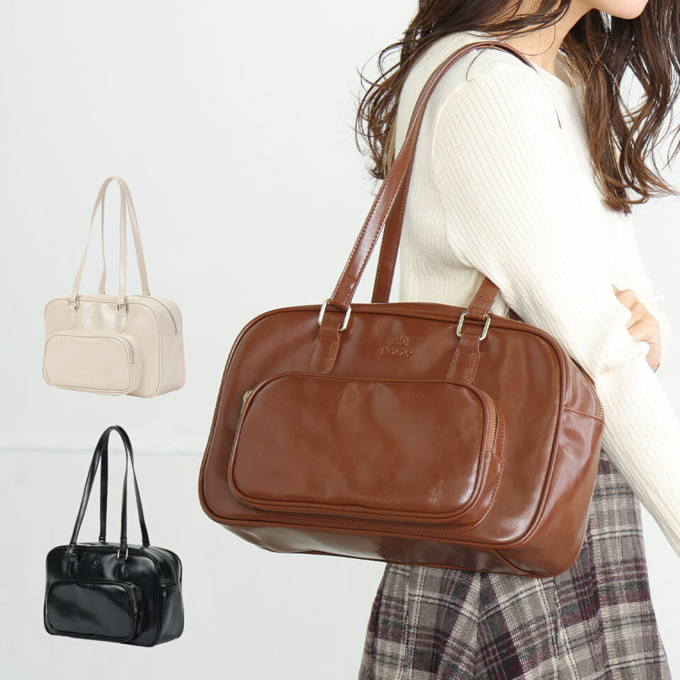 ボストンバッグ ボストン トートバッグ トート バッグ レディース スクバ風 韓国 Y2K スクール シンプル 肩掛け 学校 ウッド