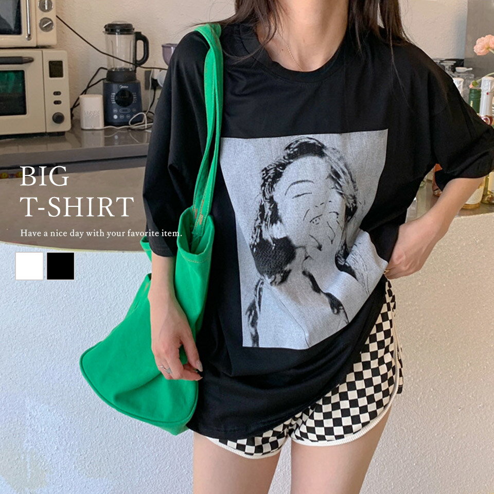 Tシャツ フォト プリント 半袖 ビッグシルエット オーバーサイズ 大きめ ゆったり ビッグTシャツ ペア お揃いのサムネイル