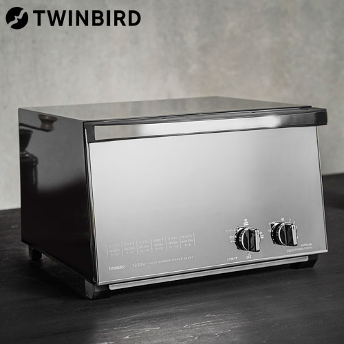 ツインバード ツインバード ミラーガラスオーブントースター 4枚焼き ブラック TS-D047B トースター オーブントースター 4枚 パン焼き シンプル『送料無料（一部地域除く）』