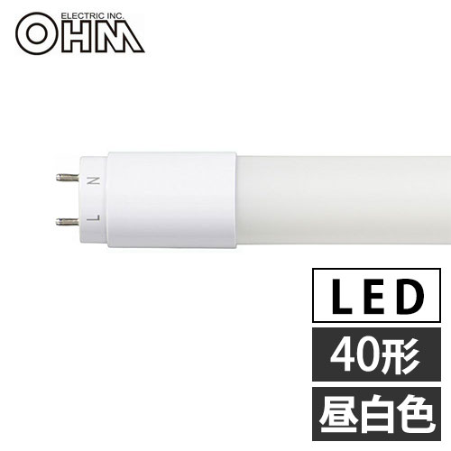 【特長】●グロースターター器具専用●電源内蔵タイプ(LED専用スターター付属)●直管蛍光ランプ40形相当の明るさ●全周にガラス飛散防止フィルムが施された、広く明るいガラス管●口金はG13●光源は昼白色●片側給電仕様●屋内用(屋外使用禁止)【ご注意】●以下のような器具には使用できません。・調光機能付器具(100％点灯でも使用不可)・誘導灯、非常用照明器具・直流電源※このほかに使用器具の種類によって寸法的、熱的、その他の状況(リモコン機器のついた器具など)により使用できない場合があります。※ご使用になられる照明器具の構造によっては、放熱不良で短寿命となることがあります。※密封器具でのご使用の場合、器具の大きさにより、使用できない場合や寿命が短くなる場合があります。●専用器具及び銅鉄式安定器のグロースターター器具のみ直接使用が可能です。チラツキが発生した場合、あるいはラピッドスターター器具、インバーター器具、電子スタート方式器具の場合には直接使用することができません。●グロースターター器具以外に使用する場合の工事は必ず工事店、電気店などの有資格者に依頼してください。一般の方の工事は禁止されています。●人感スイッチなど自動点滅装置や遅れ停止スイッチなどには使用できません。●複数灯式器具に使用する場合は、すべて同一の直管LEDランプに交換してください。●交流100V/200V、周波数50/60Hz以外の電源では使用しないでください。■商品詳細メーカー名：OHMサイズ：外径28×全長1198mm重量：約222g光源色：昼白色全光束：2640lm定格寿命：40000時間定格入力電圧：AC100V・200V周波数：50Hz・60Hz定格消費電力：18.0W定格入力電流：100V：315mA、200V：196mA固有エネルギー消費効率：146.6lm/W平均演色評価数：Ra80適応口金：G13購入単位：1本配送種別：在庫品※リニューアルに伴いパッケージや商品名等が予告なく変更される場合がございますが、予めご了承ください。※モニターの発色具合により色合いが異なる場合がございます。【検索用キーワード】4971275649149 P95179 LDF40SS・N/18/26 7 LDF40SS・N/18/26-7 06-4914 06-4914 オーム電機 オーム ohm 直管LED蛍光灯 直管LED蛍光ランプ 直管LEDランプ LED直管蛍光灯 LED直管蛍光ランプ LED直管ランプ 直管蛍光灯 直管蛍光ランプ 直管ランプ LED蛍光灯 LEDランプ 直管LED LED直管 LED直管型 蛍光灯 蛍光ランプ ランプ FL型直管蛍光灯 FL型蛍光灯 FL FL40 グロー式 グロー グロースタータ グロースターター 点灯管 40形 40W 40W形 昼白色 口金G13 G13 長寿命 省エネ オフィス 工場 電化 家電 照明 照明器具 電気 ライト 明かり