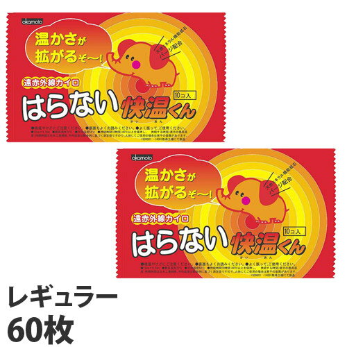 オカモト 快温くん 貼らないカイロ レギュラー 10枚入×6個 使い捨てカイロ 使い捨て カイロ 寒さ対策 温熱用品 貼らない 手持ち