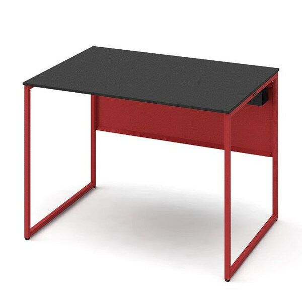 オカムラ 平机 ソリスト スタンダードタイプ オレンジレッド脚 W1000×D700×H720mm ブラック(塗装天板) ..