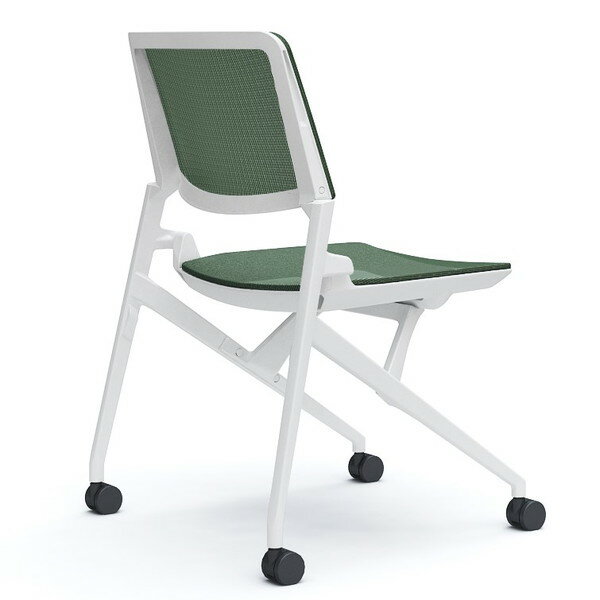 【SS限定エントリーでポイント5倍】『ポイント5倍』 オカムラ ミーティングチェア Marca マルカ 背座メッシュ ホワイトフレーム ホワイトシェル 肘なし ダークグリーン 81M2WC F1F5 『代引不可』『送料無料(一部地域除く)』 [2]