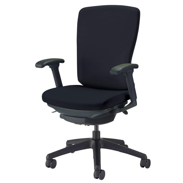 ライオン事務器 オフィスチェア バーサル ハイバック ブラックシェル ブラック脚 フレキシブルアーム 布張り ブラック No.3527F-K 【代引不可】【送料無料（一部地域除く）】