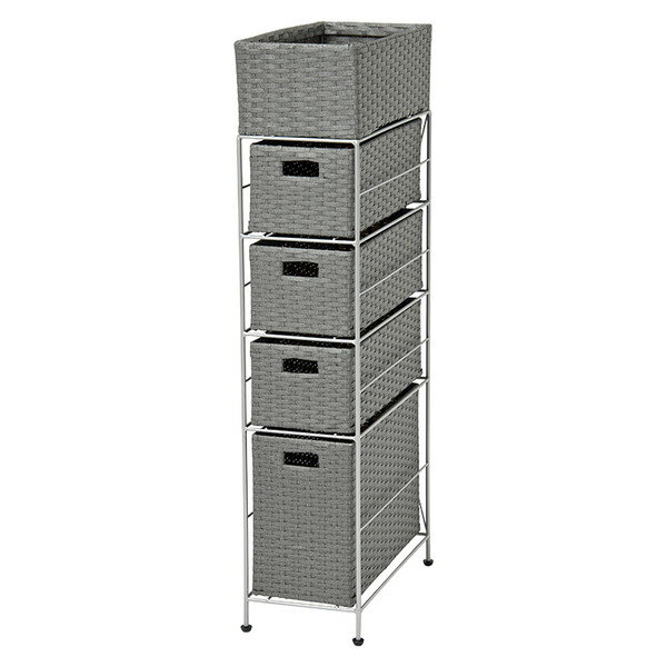 萩原 ランドリー 引出4段 スリムタイプ W205×D405×H955mm グレー RAN-2408GY [ 収納 隙間収納 ラック ..