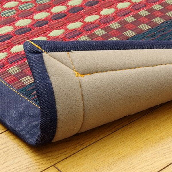 イケヒコ 純国産 袋織い草マット Fラルフ 約60×90cm ブルー [ 国産 い草マット い草 マット 袋織 カイハラデニム ]『代引不可』『送料無料（一部地域除く）』