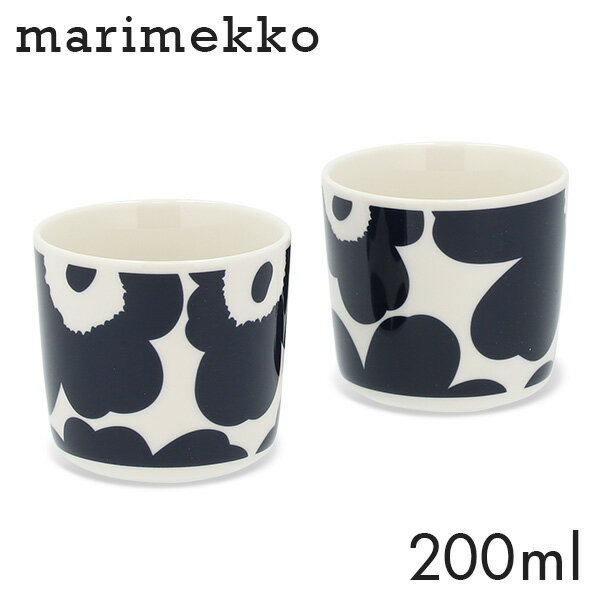 マリメッコ ウニッコ コーヒーカップ 取っ手無 200ml 2個セット ホワイト×ダークブルー Marimekko Unikko 湯呑 湯呑み アイスカップ コップ『送料無料（一部地域除く）』