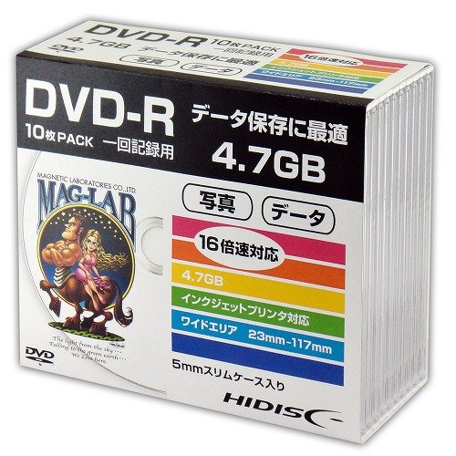 HIDISC データ用DVD-R スリムケース入り10枚パック HDDR47JNP10SC