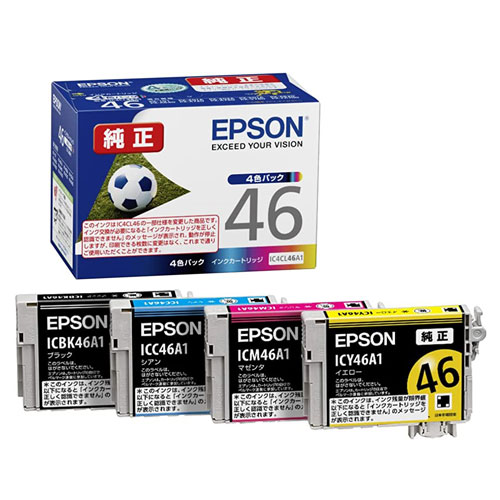 EPSON 純正品 インクカートリッジ IC4CL46A1 4色パック IC46シリーズ プリンタ用インク エプソン 純正インク『送料無料（一部地域除く）』 alude-10032872 ドラッグスーパー alude パッケージ画像
