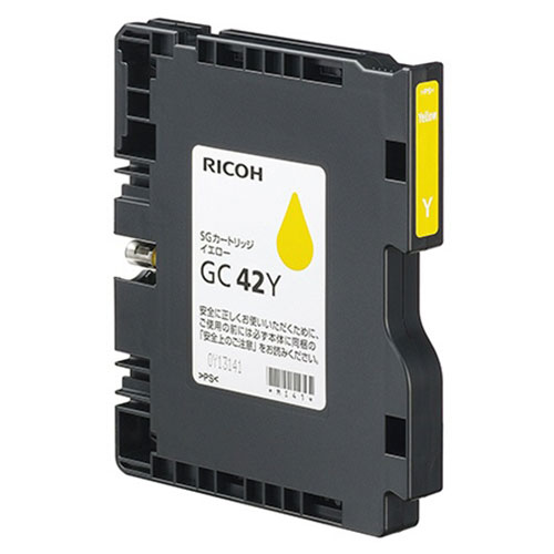 対応機種：SG5200 フロント手差しモデル/SG5200※パッケージについてはデザインが変わる場合がございます。■商品詳細メーカー名：リコーカラー：イエロー印字枚数：1900枚※印字枚数はあくまでも目安です。購入単位：1本配送種別：在庫品※リニューアルに伴いパッケージや商品名等が予告なく変更される場合がございますが、予めご了承ください。※モニターの発色具合により色合いが異なる場合がございます。【検索用キーワード】4961311951732 2F0815 リコー RICOH 純正カートリッジ SGカートリッジ Mサイズ イエロー GC42Y gc42y GC42 PC用品 SG カートリッジ インク インクカートリッジ プリンタ用インク プリンター用インク プリンタ用インクカートリッジ プリンタ用インクカートリッジ プリンタ用 プリンター用 PC用品 プリンタ用品 プリンター用品 オフィス サプライ品 消耗品 PCサプライ パソコンサプライ 純正品 純正 純正インク カラー カラープリンタ カラープリンター SG5200 フロント手差しモデル SG5200